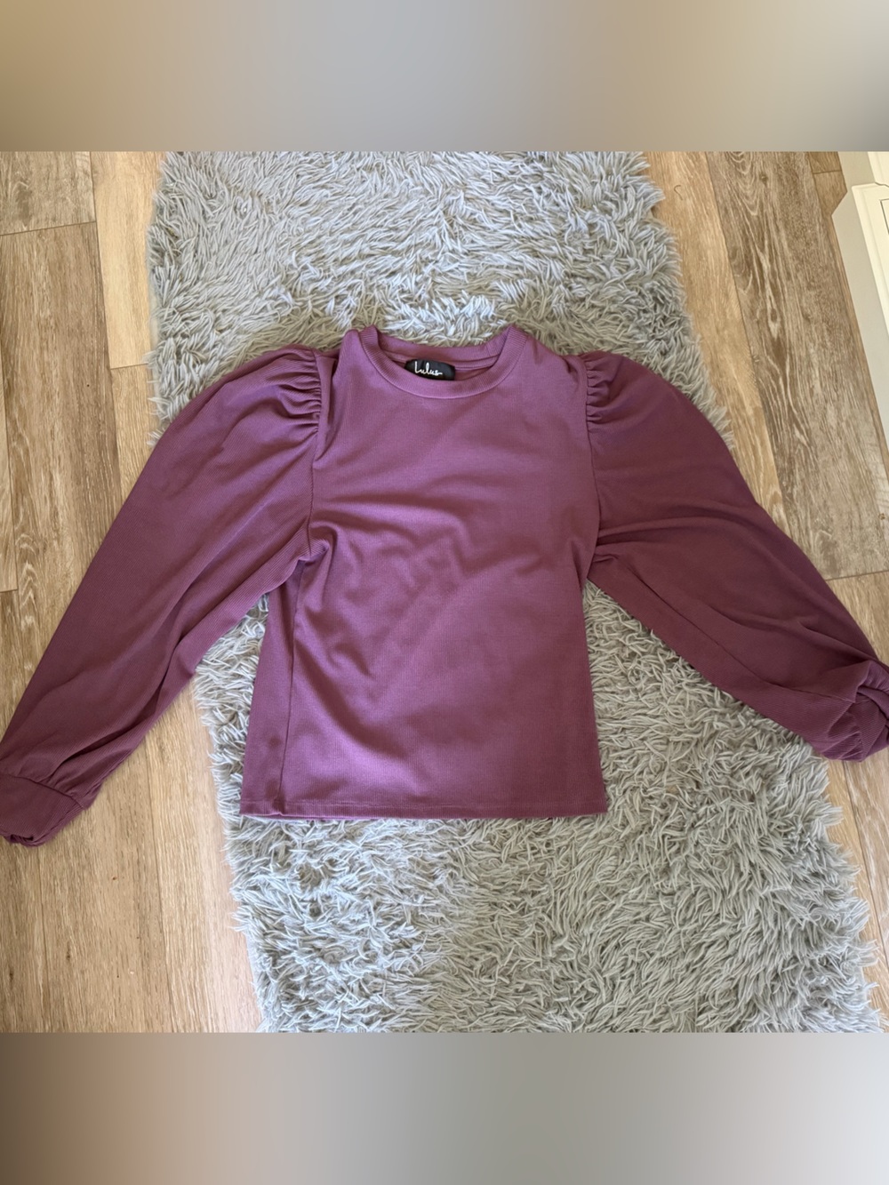Lulu's Mauve Puff-Sleeve Long Sleeve Top